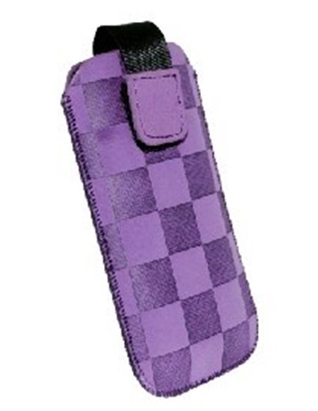 CUSTODIA A SACCHETTO IN TESSUTO per SAMSUNG I9300 GALAXY S3, I9500 GALAXY S4 FANTASIA MOTO COLORE VIOLA