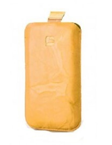 CUSTODIA A SACCHETTO IN VERA PELLE per SAMSUNG I9000 GALAXY S E MODELLI SIMILARI INDIGO CASE LARGE COLORE GIALLO