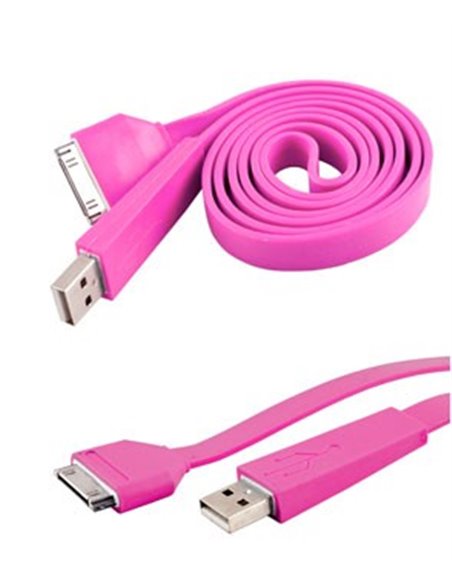 CAVO USB 30 PIN PIATTO PER DISPOSITIVI APPLE - CARICA E SINCRONIZZAZIONE COLORE ROSA