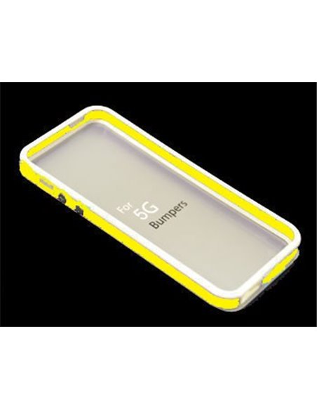 CUSTODIA GEL TPU SILICONE BUMPER per APPLE IPHONE 5, 5S COLORE BIANCO-GIALLO-BIANCO