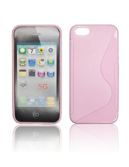 CUSTODIA GEL TPU SILICONE DOUBLE per APPLE IPHONE SE, IPHONE 5S, IPHONE 5 COLORE ROSA LIGHT