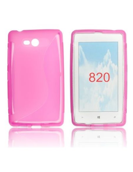 CUSTODIA GEL TPU SILICONE DOUBLE NOKIA LUMIA 820 COLORE ROSA