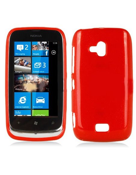 CUSTODIA GEL TPU SILICONE LUCIDA NOKIA 610 LUMIA COLORE ROSSO