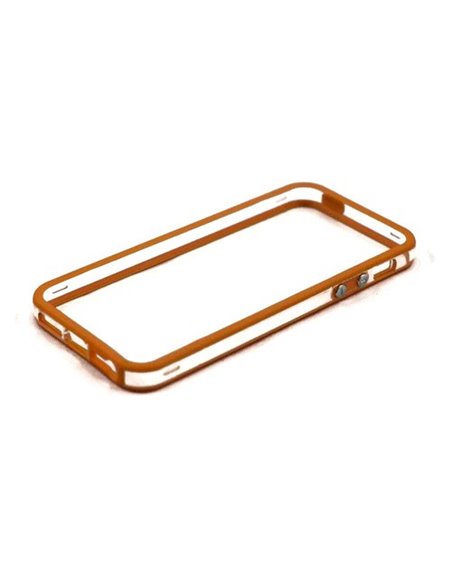 CUSTODIA GEL TPU SILICONE BUMPER per APPLE IPHONE 5, 5S COLORE ARANCIONE-TRASPARENTE-ARANCIONE