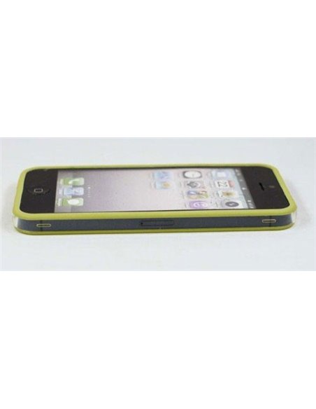 CUSTODIA GEL TPU SILICONE BUMPER per APPLE IPHONE 5, 5S COLORE GIALLO-TRASPARENTE-GIALLO