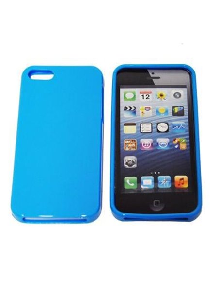 CUSTODIA GEL TPU SILICONE SEMI-RIGIDA per APPLE IPHONE 5, 5S COLORE AZZURRO