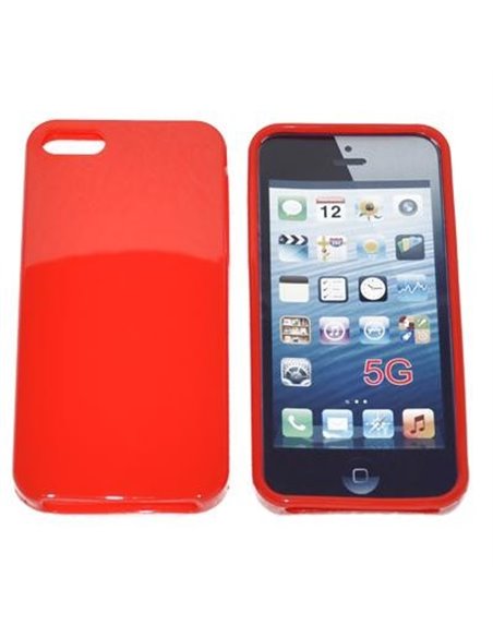 CUSTODIA GEL TPU SILICONE SEMI-RIGIDA per APPLE IPHONE 5, 5S COLORE ROSSO