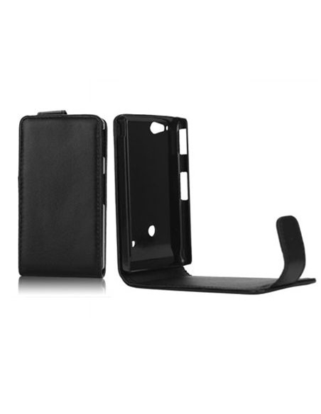 CUSTODIA FLIP VERTICALE PELLE per SONY ST27I XPERIA GO COLORE NERO