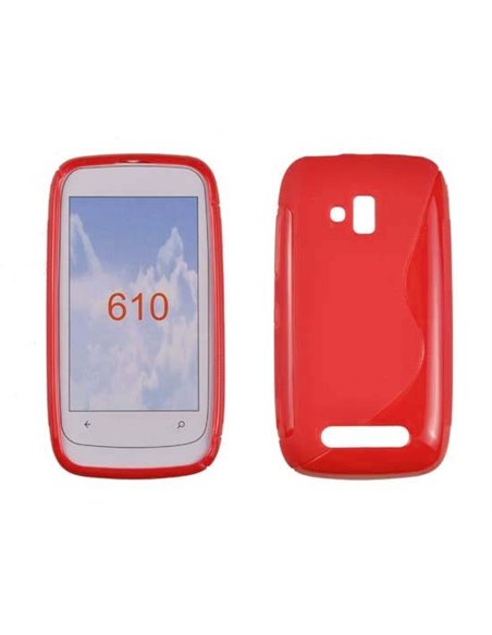 CUSTODIA GEL TPU SILICONE DOUBLE per NOKIA LUMIA 610 COLORE ROSSO