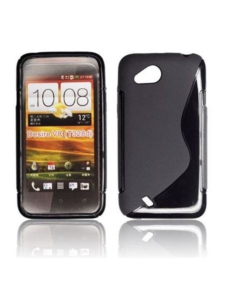 CUSTODIA GEL TPU SILICONE DOUBLE per HTC DESIRE VC, T328D COLORE NERO