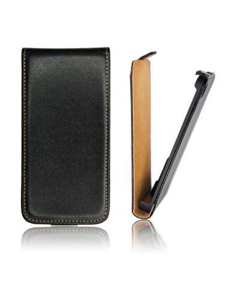 CUSTODIA VERTICALE SLIM FLIP PELLE per SONY LT28I XPERIA ION COLORE NERO