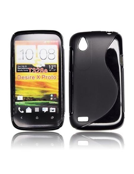 CUSTODIA GEL TPU SILICONE DOUBLE per HTC DESIRE X T328e COLORE NERO