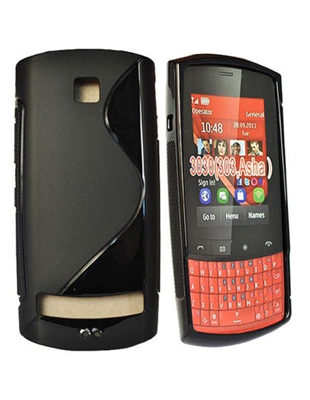 CUSTODIA GEL TPU SILICONE DOUBLE NOKIA ASHA 303 COLORE NERO