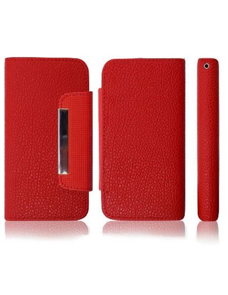 CUSTODIA BOOK FLIP WALLET per APPLE IPHONE 5, 5S COLORE ROSSO CON PORTA CARTE