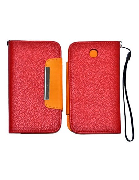 CUSTODIA ORIZZONTALE FLIP SAMSUNG I8160 Galaxy Ace 2 WALLET COLORE ROSSO/ARANCIONE