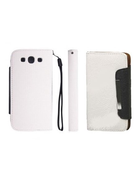 CUSTODIA ORIZZONTALE FLIP SAMSUNG S6500 Galaxy Mini 2 WALLET COLORE BIANCO/NERO