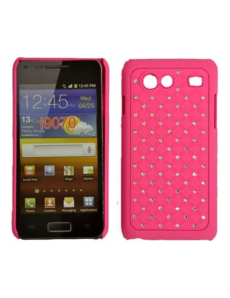 CUSTODIA RIGIDA GOMMATA CON BRILLANTINI per SAMSUNG I9070 Galaxy Advance S COLORE ROSA