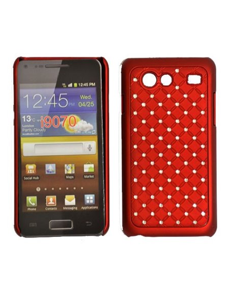 CUSTODIA RIGIDA GOMMATA CON BRILLANTINI per SAMSUNG I9070 Galaxy Advance S COLORE ROSSO