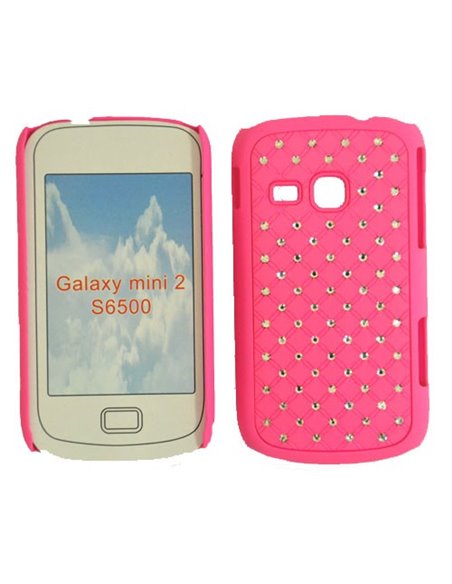 CUSTODIA RIGIDA GOMMATA CON BRILLANTINI per SAMSUNG S6500 Galaxy Mini 2 COLORE ROSA