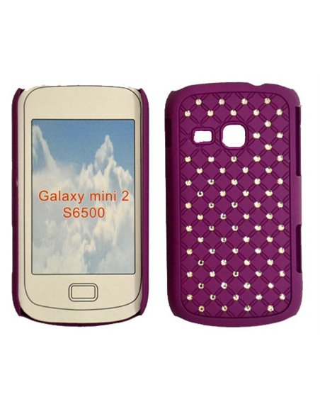 CUSTODIA RIGIDA GOMMATA CON BRILLANTINI per SAMSUNG S6500 Galaxy Mini 2 COLORE VIOLA