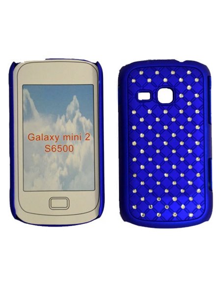 CUSTODIA RIGIDA GOMMATA CON BRILLANTINI per SAMSUNG S6500 Galaxy Mini 2 COLORE BLU