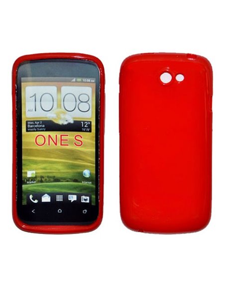 CUSTODIA GEL TPU SILICONE LUCIDA per HTC ONE S COLORE ROSSO