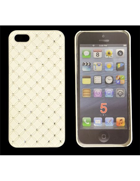 CUSTODIA per APPLE IPHONE SE, IPHONE 5S, IPHONE 5 - BACK RIGIDA CON BRILLANTINI COLORE BIANCO