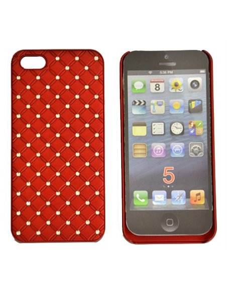 CUSTODIA per APPLE IPHONE SE, IPHONE 5S, IPHONE 5 - BACK RIGIDA CON BRILLANTINI COLORE ROSSO