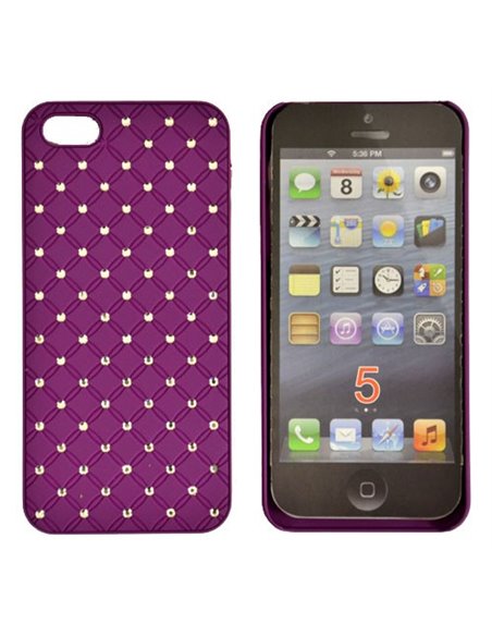 CUSTODIA per APPLE IPHONE SE, IPHONE 5S, IPHONE 5 - BACK RIGIDA CON BRILLANTINI COLORE VIOLA