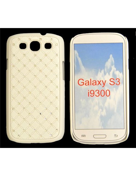 CUSTODIA RIGIDA GOMMATA CON BRILLANTINI per SAMSUNG I9300 Galaxy S3, I9300i Galaxy S3 Neo COLORE BIANCO