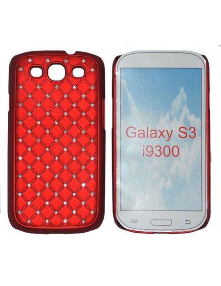 CUSTODIA RIGIDA GOMMATA CON BRILLANTINI per SAMSUNG I9300 Galaxy S3, I9300i Galaxy S3 Neo COLORE ROSSO