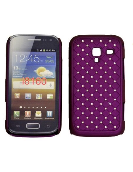 CUSTODIA RIGIDA GOMMATA CON BRILLANTINI per SAMSUNG I8160 Galaxy Ace 2 COLORE VIOLA