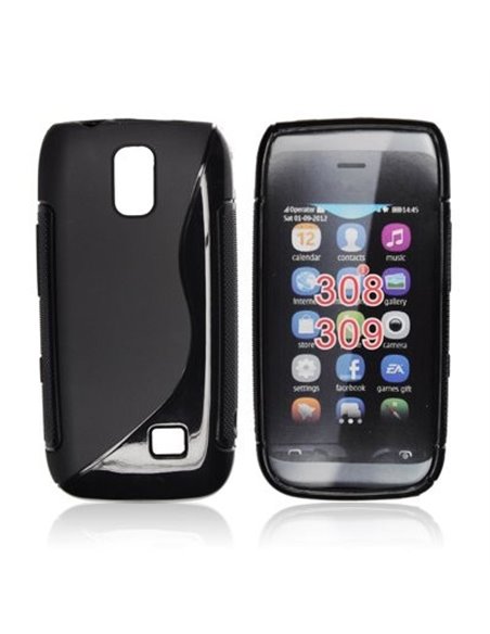 CUSTODIA GEL TPU SILICONE DOUBLE NOKIA ASHA 308, ASHA 309 COLORE NERO