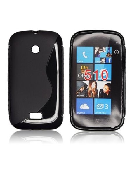 CUSTODIA GEL TPU SILICONE DOUBLE NOKIA LUMIA 510 COLORE NERO