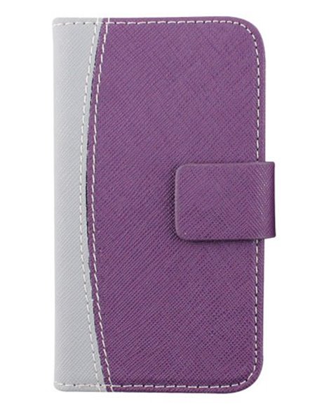 CUSTODIA FLIP ORIZZONTALE SLIM per APPLE IPHONE 5, 5S CON STAND E CHIUSURA MAGNETICA COLORE COLORE VIOLA E GRIGIO