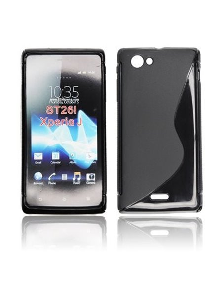 CUSTODIA GEL TPU SILICONE DOUBLE per SONY XPERIA J ST26i COLORE NERO