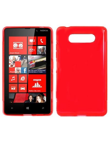 CUSTODIA GEL TPU SILICONE LUCIDA per NOKIA 820 LUMIA COLORE ROSSO