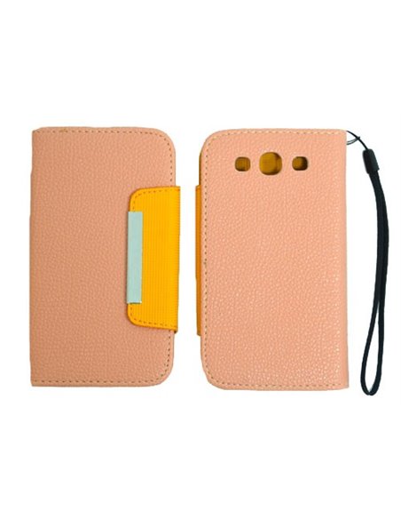 CUSTODIA ORIZZONTALE FLIP per SAMSUNG I9300 GALAXY S3, I9300i GALAXY S3 NEO WALLET COLORE ROSA/ARANCIONE