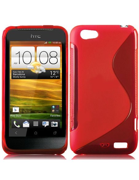 CUSTODIA GEL TPU SILICONE DOUBLE per HTC ONE V COLORE ROSSO