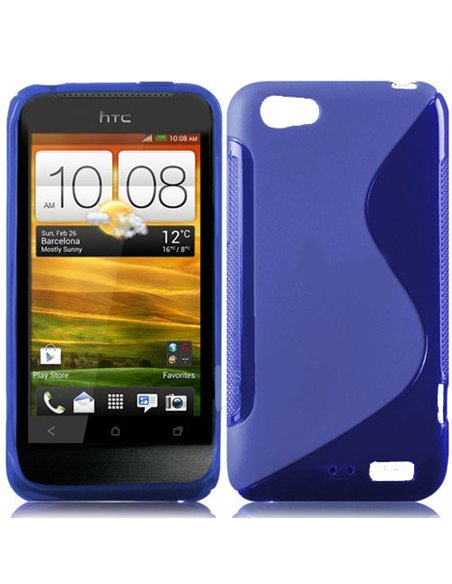 CUSTODIA GEL TPU SILICONE DOUBLE per HTC ONE V COLORE BLU