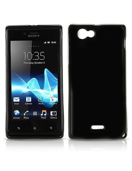 CUSTODIA GEL TPU SILICONE LUCIDA per SONY XPERIA J ST26i COLORE NERO