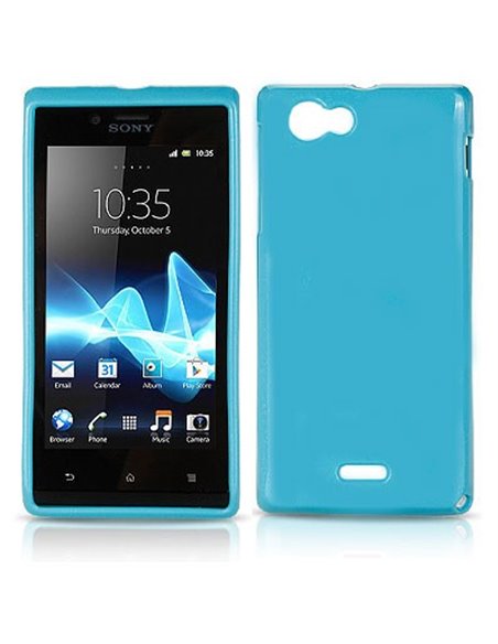 CUSTODIA GEL TPU SILICONE LUCIDA per SONY XPERIA J ST26i COLORE BLU