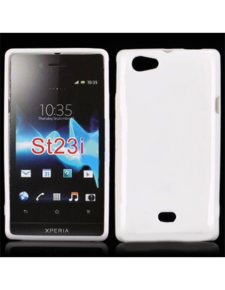 CUSTODIA GEL TPU SILICONE LUCIDA per SONY XPERIA MIRO ST23i COLORE BIANCO