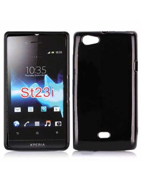 CUSTODIA GEL TPU SILICONE LUCIDA per SONY XPERIA MIRO ST23i COLORE NERO