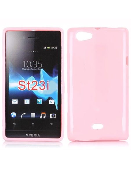 CUSTODIA GEL TPU SILICONE LUCIDA per SONY XPERIA MIRO ST23i COLORE ROSA