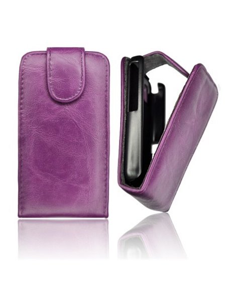 CUSTODIA VERTICALE FLIP PELLE per HTC DESIRE X T328e COLORE VIOLA