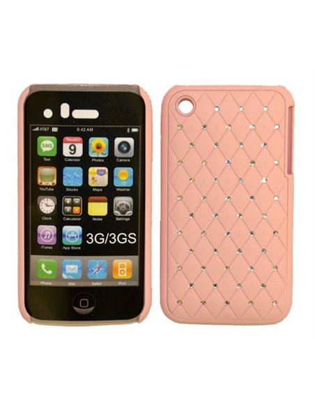 CUSTODIA RIGIDA GOMMATA CON BRILLANTINI per IPHONE 3G, 3GS COLORE ROSA