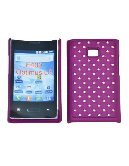 CUSTODIA RIGIDA GOMMATA CON BRILLANTINI per LG E400 Optimus L3 COLORE VIOLA