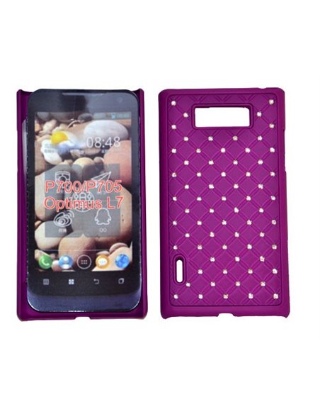 CUSTODIA RIGIDA GOMMATA CON BRILLANTINI per LG P700 Optimus L7, P705 COLORE VIOLA