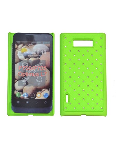 CUSTODIA RIGIDA GOMMATA CON BRILLANTINI per LG P700 Optimus L7, P705 COLORE VERDE